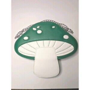 Mushroom Shoulder Bag Green White Novelty Cottagecore Chain Strap Purse